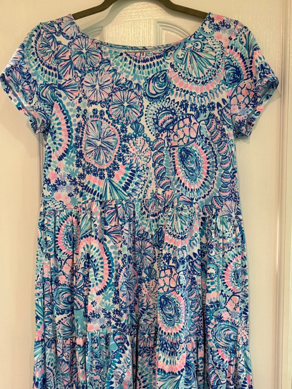 Lilly Pulitzer Geanna Swing Dress Blue Pink Short sleeve dress Small EUC